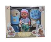 EPT1414671 12 Inch English 12 Sound Ic Water Baby Dolls Toys With Urine Basin Diaper Absorbent Bottle Tissue Box Backpack